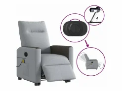 Sillón de salón | Silla | Sillón de masaje eléctrico reclinable elevable tela claro SHL5202^ New