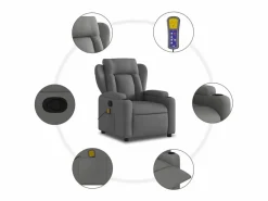 Sillón de salón | Silla | Sillón de masaje reclinable de tela gris oscuro SHL3764^ New