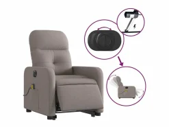 Sillón de salón | Silla | Sillón de masaje eléctrico reclinable elevable tela taupé SHL5914^ Best