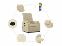 Sillón de salón | Silla | Sillón de masaje reclinable de tela SHL8021 Crema Outlet