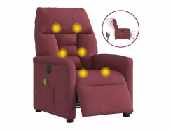 Sillón de salón | Silla | Sillón de masaje reclinable eléctrico tela tinto SHL7418 Rojo New
