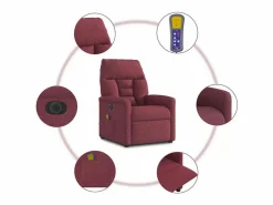 Sillón de salón | Silla | Sillón de masaje reclinable eléctrico tela tinto SHL7418 Rojo New