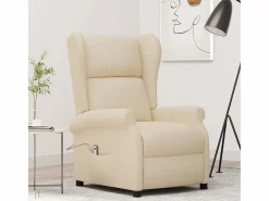 Sillón Relax|Sillón de salón | Silla | Sillón orejero reclinable eléctrico tela blanco SHL7818