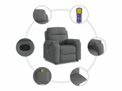 Sillón de salón | Silla | Sillón de masaje reclinable de tela gris oscuro SHL8546^ Outlet