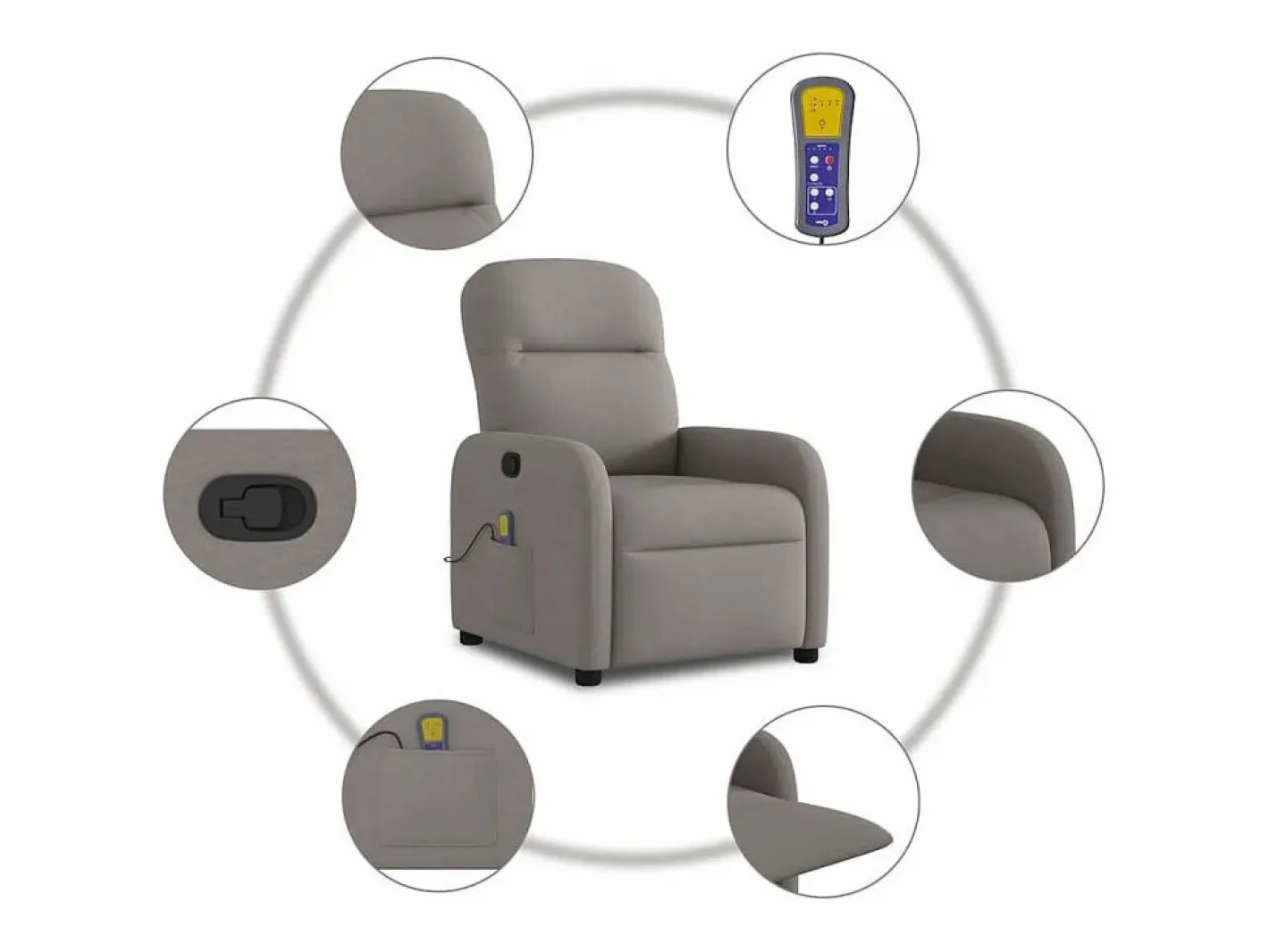 Sillón de salón | Silla | Sillón de masaje reclinable de tela gris taupé SHL2271^ Hot