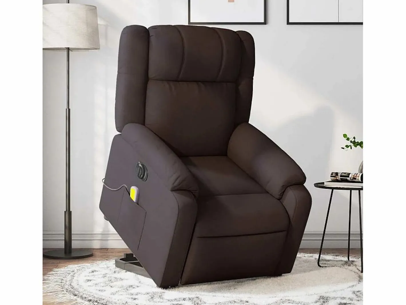 Sillón de salón | Silla | Sillón masaje eléctrico reclinable elevable tela marrón oscuro SHL5431^ Outlet