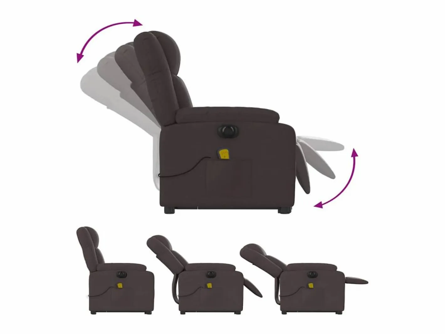 Sillón de salón | Silla | Sillón masaje eléctrico reclinable elevable tela marrón oscuro SHL5431^ Outlet