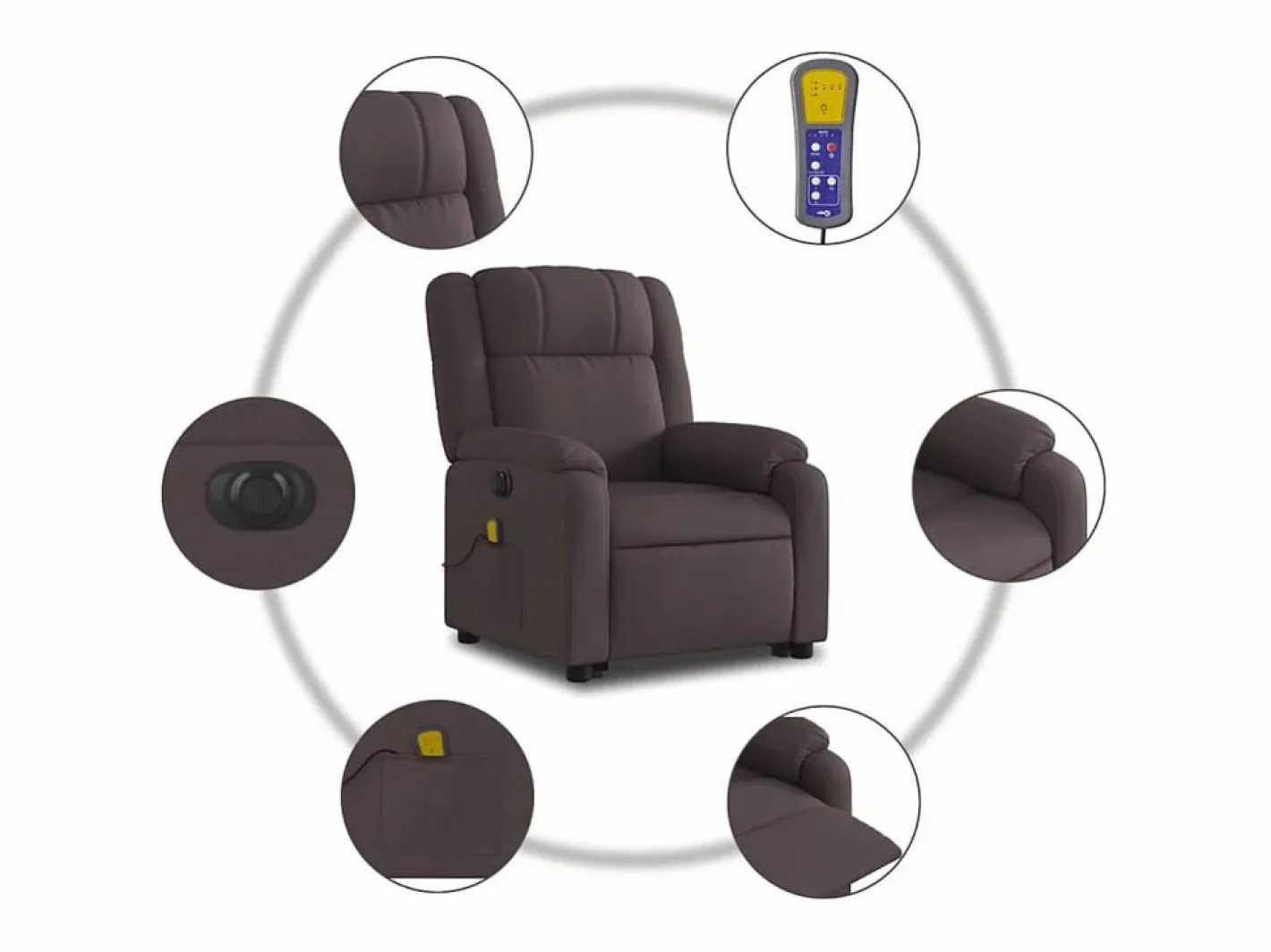 Sillón de salón | Silla | Sillón masaje eléctrico reclinable elevable tela marrón oscuro SHL5431^ Outlet