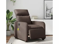 Sillón de salón | Silla | Sillón de masaje reclinable eléctrico cuero sintético marrón SHL8670^ Hot