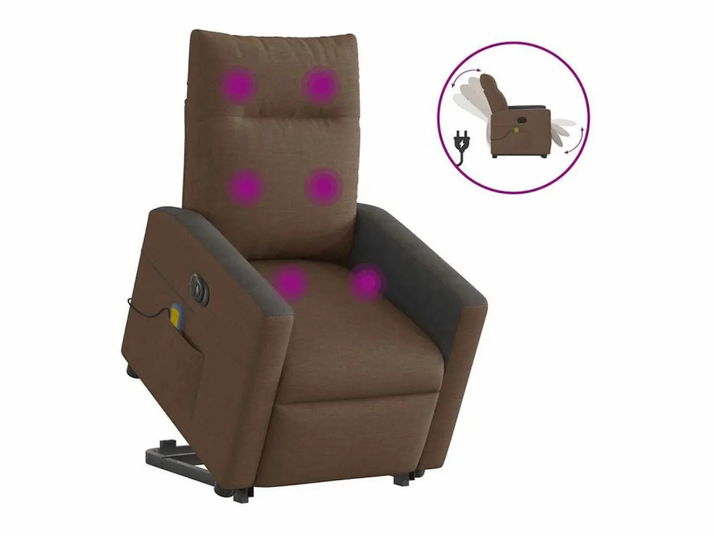 Sillón de salón | Silla | Sillón de masaje eléctrico reclinable elevable tela marrón SHL4706 Marru00f3n