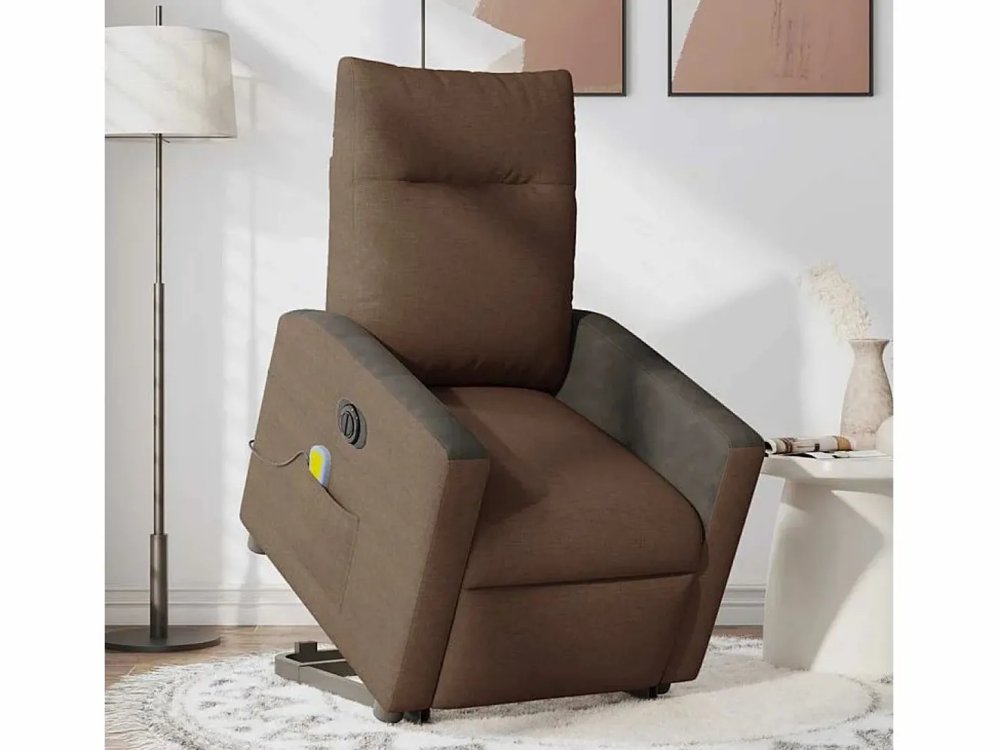 Sillón de salón | Silla | Sillón de masaje eléctrico reclinable elevable tela marrón SHL4706 Marru00f3n