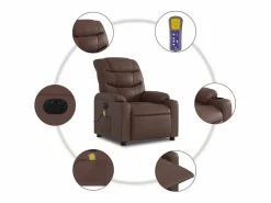 Sillón de salón | Silla | Sillón de masaje reclinable eléctrico cuero sintético marrón SHL5281 Marru00f3n Online
