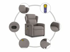 Sillón de salón | Silla | Sillón de masaje reclinable de tela gris taupé SHL8400 Topo Sale