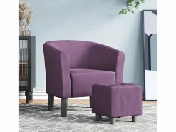 Sillón Estilo Cabriolet|Sillón de salón | Silla de relax con taburete tela morado SHL2462