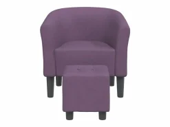 Sillón Estilo Cabriolet|Sillón de salón | Silla de relax con taburete tela morado SHL2462