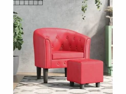 Sillón de salón | Silla de relax con taburete cuero sintético SHL4449 Rojo Hot