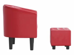 Sillón de salón | Silla de relax con taburete cuero sintético SHL4449 Rojo Hot