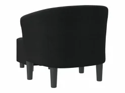 Sillón Estilo Cabriolet|Sillón de salón | Silla de relax con taburete tela negra SHL6234