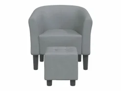 Sillón Estilo Cabriolet|Sillón de salón | Silla de relax con taburete tela claro SHL9830