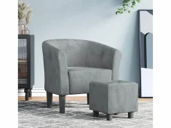 Sillón de salón | Silla de relax con taburete terciopelo gris oscuro SHL5696 Gris antracita Best