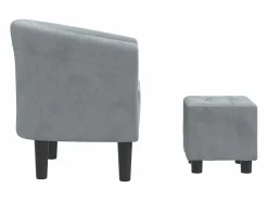 Sillón de salón | Silla de relax con taburete terciopelo gris oscuro SHL5696 Gris antracita Best