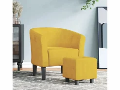 Sillón de salón | Silla de relax con taburete terciopelo SHL5298 Amarillo