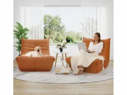 DripeX Sillón Escandinavo|Sillón de sillón marrón en la oruga marrón - base profunda 62 cm - 80x85x84cm