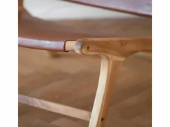 Sillón de teca y cuero marrón liso - Kuna^Rendez-Vous Déco Sale