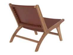 Sillón de teca y cuero marrón liso - Kuna^Rendez-Vous Déco Sale