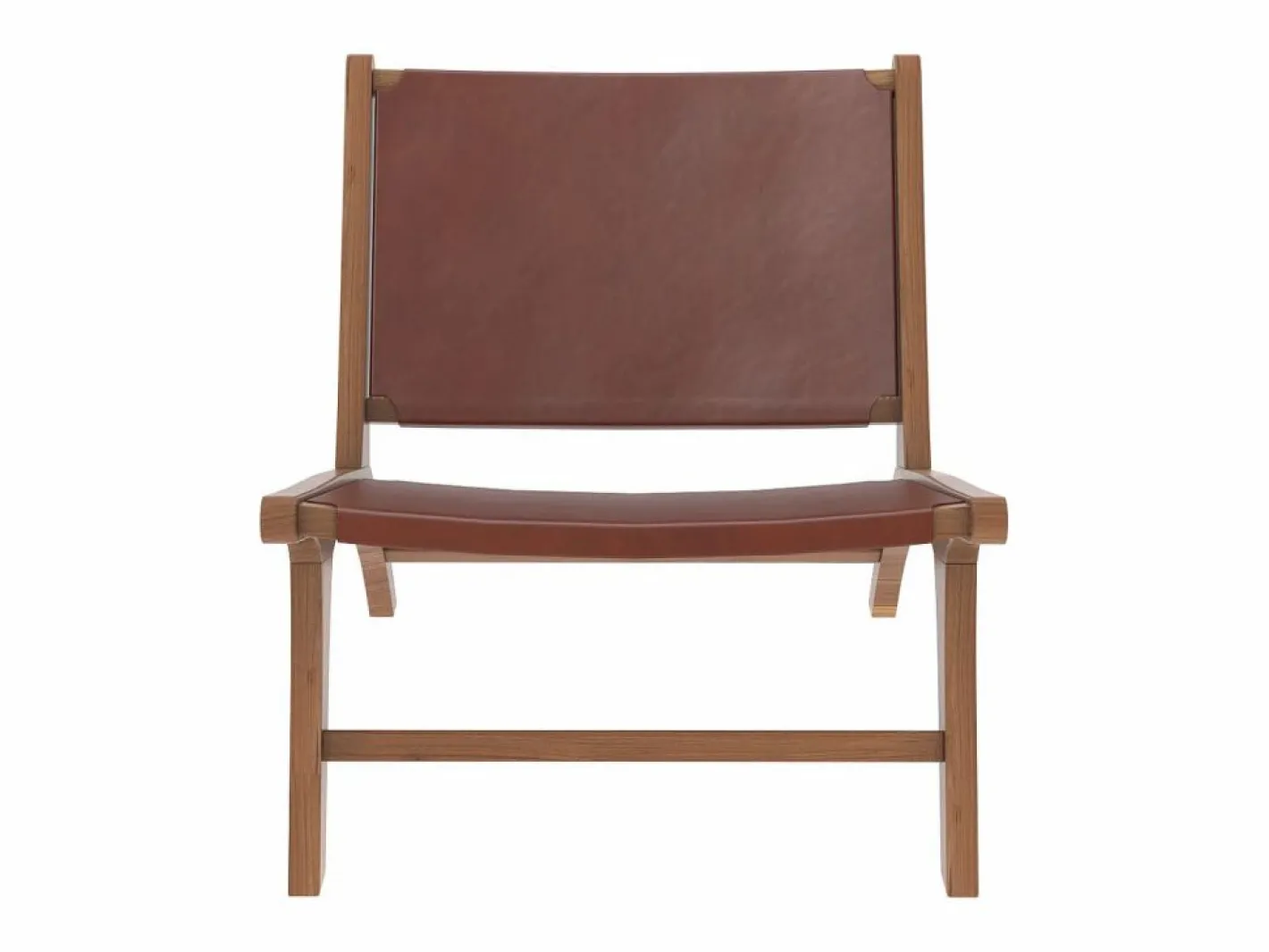 Sillón de teca y cuero marrón liso - Kuna^Rendez-Vous Déco Sale