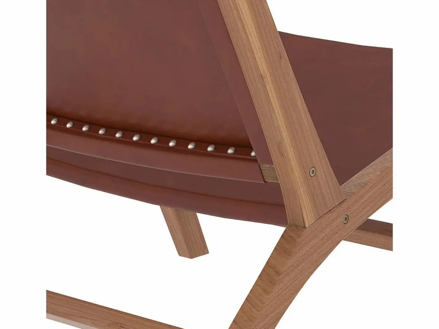 Sillón de teca y cuero marrón liso - Kuna^Rendez-Vous Déco Sale