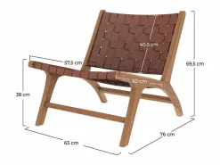 Sillón de teca y cuero tejido marrón - Kuna^Rendez-Vous Déco Sale