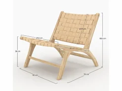 Rendez-Vous Déco Sillón de teca y cuero trenzado - Kuna Beige Hot