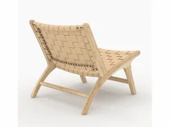 Rendez-Vous Déco Sillón de teca y cuero trenzado - Kuna Beige Hot