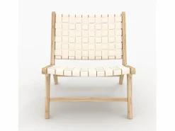 Sillón de teca y cuero trenzado - Kuna^Rendez-Vous Déco Discount