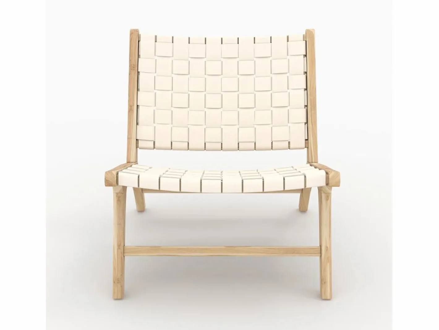 Sillón de teca y cuero trenzado - Kuna^Rendez-Vous Déco Discount