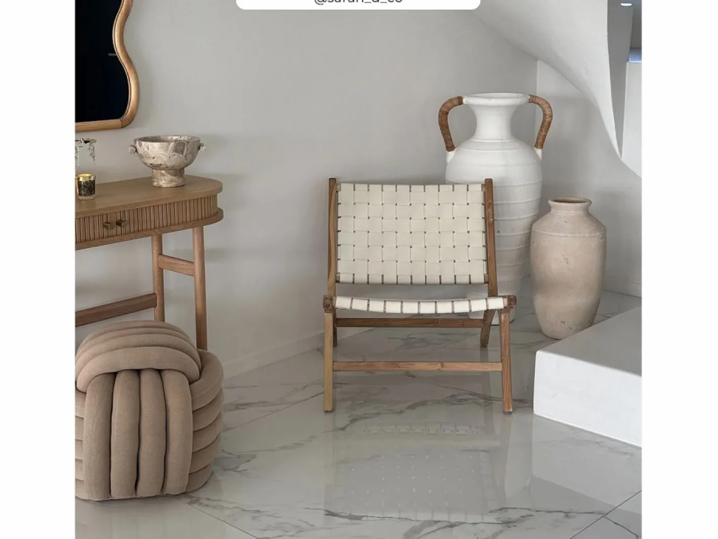 Sillón de teca y cuero trenzado - Kuna^Rendez-Vous Déco Discount