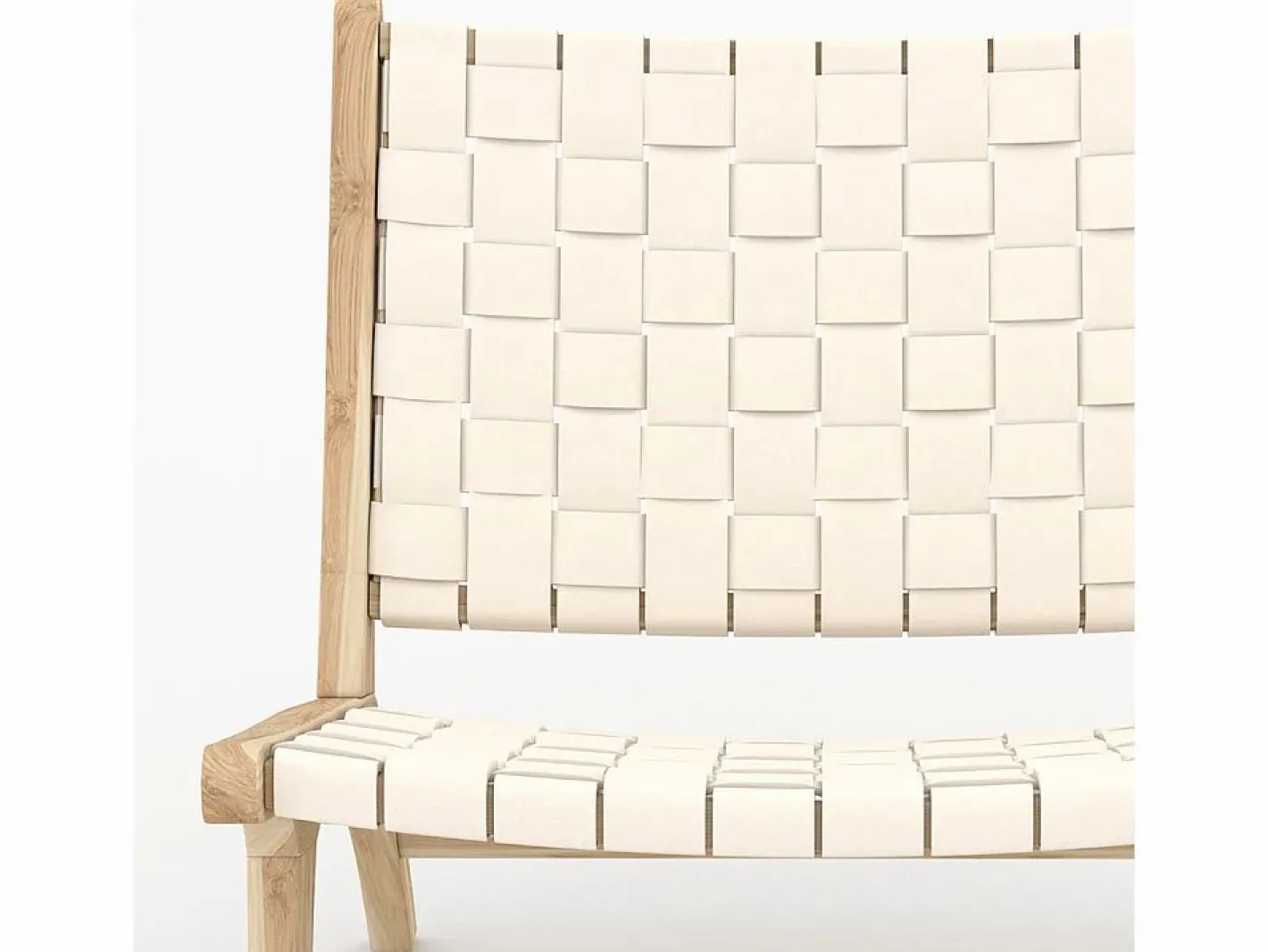 Sillón de teca y cuero trenzado - Kuna^Rendez-Vous Déco Discount