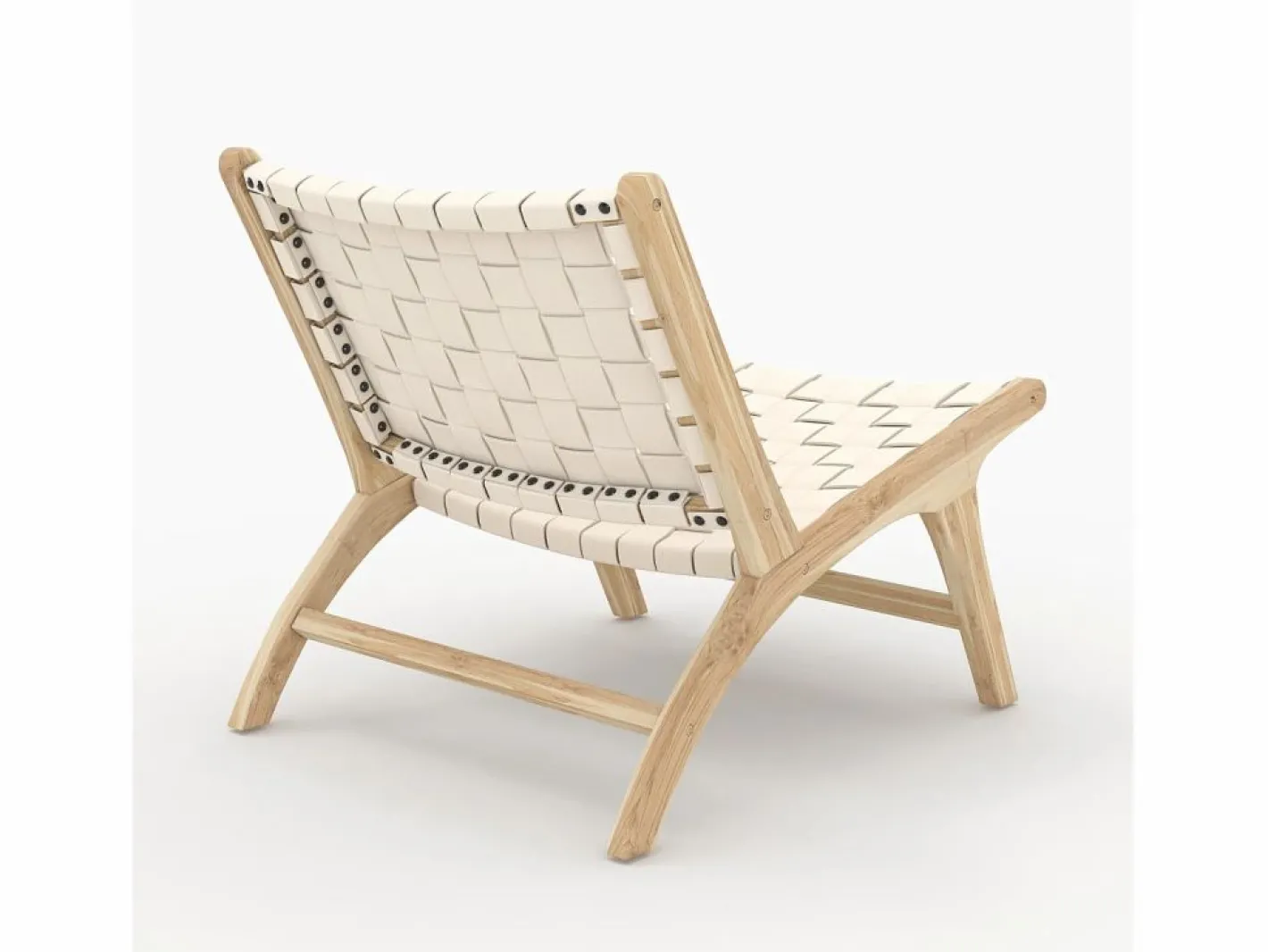 Sillón de teca y cuero trenzado - Kuna^Rendez-Vous Déco Discount