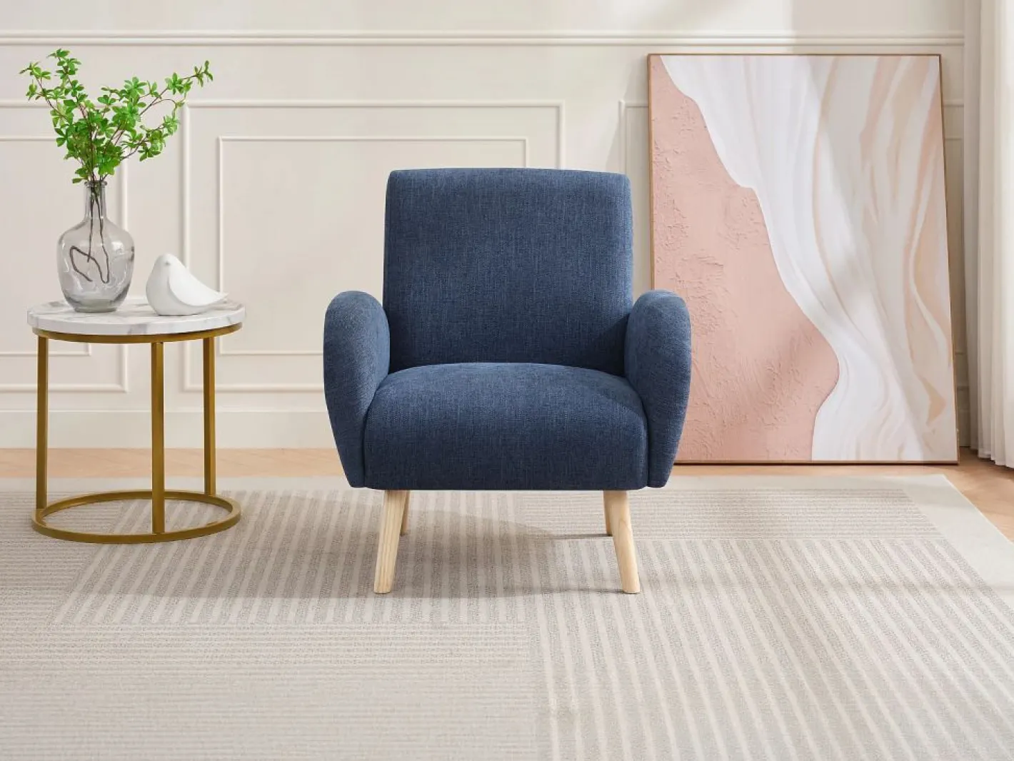 Vente-unique Sillón de tela estilo contemporáneo MAZARONE Azul Sale