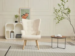 Vente-unique Sillón de tela capitoné. Estilo escandinavo. VATELY Beige