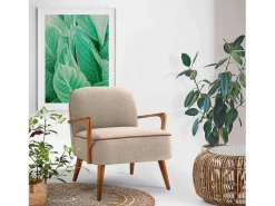MSO Sillón Escandinavo|Sillón de tela con patas de madera de nogal GAEL