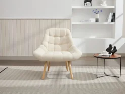 Vente-unique Sillón|Sillón Escandinavo|Sillón de tela estilo escandinavo capitoné LUOSTO