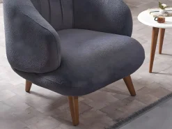 Vente-unique Sillón|Sillón de tela bouclette antracita. Estilo design. JANINA