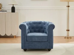 Vente-unique Sillón de tela color forma mítica CHESTERFIELD Azul Hot