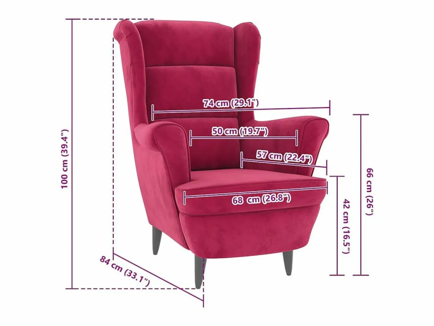 Sillón de tela color vino^vidaxl Hot