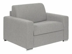 Vente-unique Sillón de tela - Cama de 70 cm - Colchón de 14 cm - CALITO Gris claro Discount