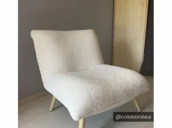 Sillón de tela sherpa con efecto piel de becerro PEPITA^Vente-unique