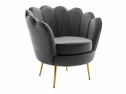 Vente-unique Sillón de terciopelo antracita patas doradas DANDELION Gris antracita Sale