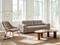 Vente-unique Sillón|Sillón Escandinavo|Sillón de terciopelo estilo escandinavo capitoné LUOSTO